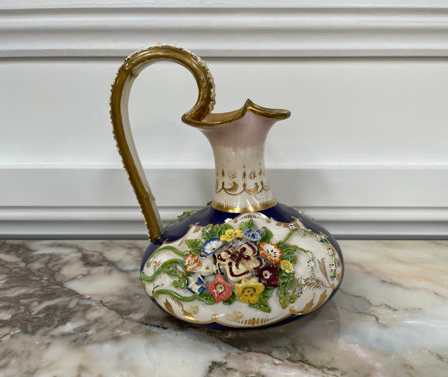 Bloor Derby Jug with Flowers In Relief