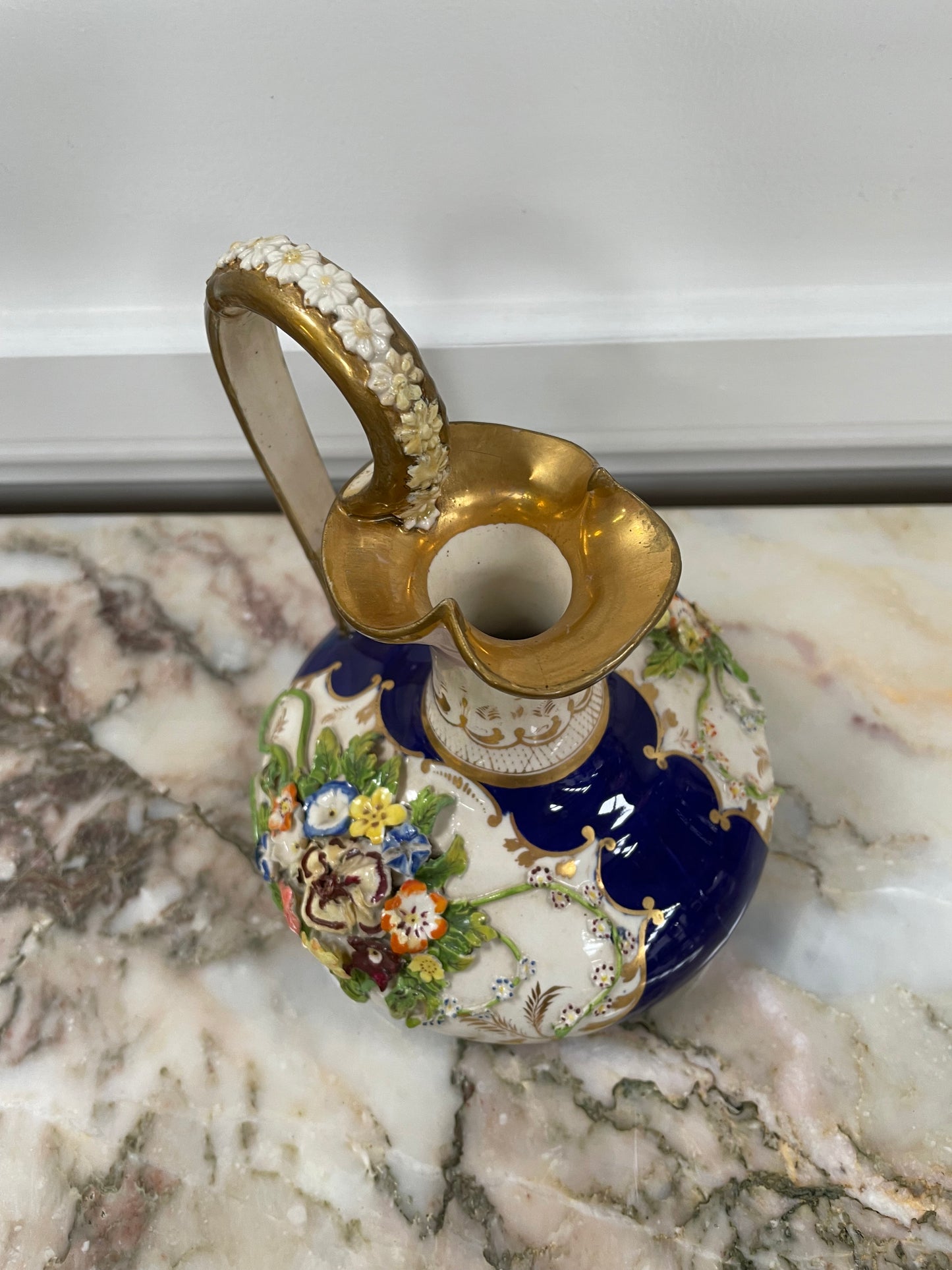 Bloor Derby Jug with Flowers In Relief