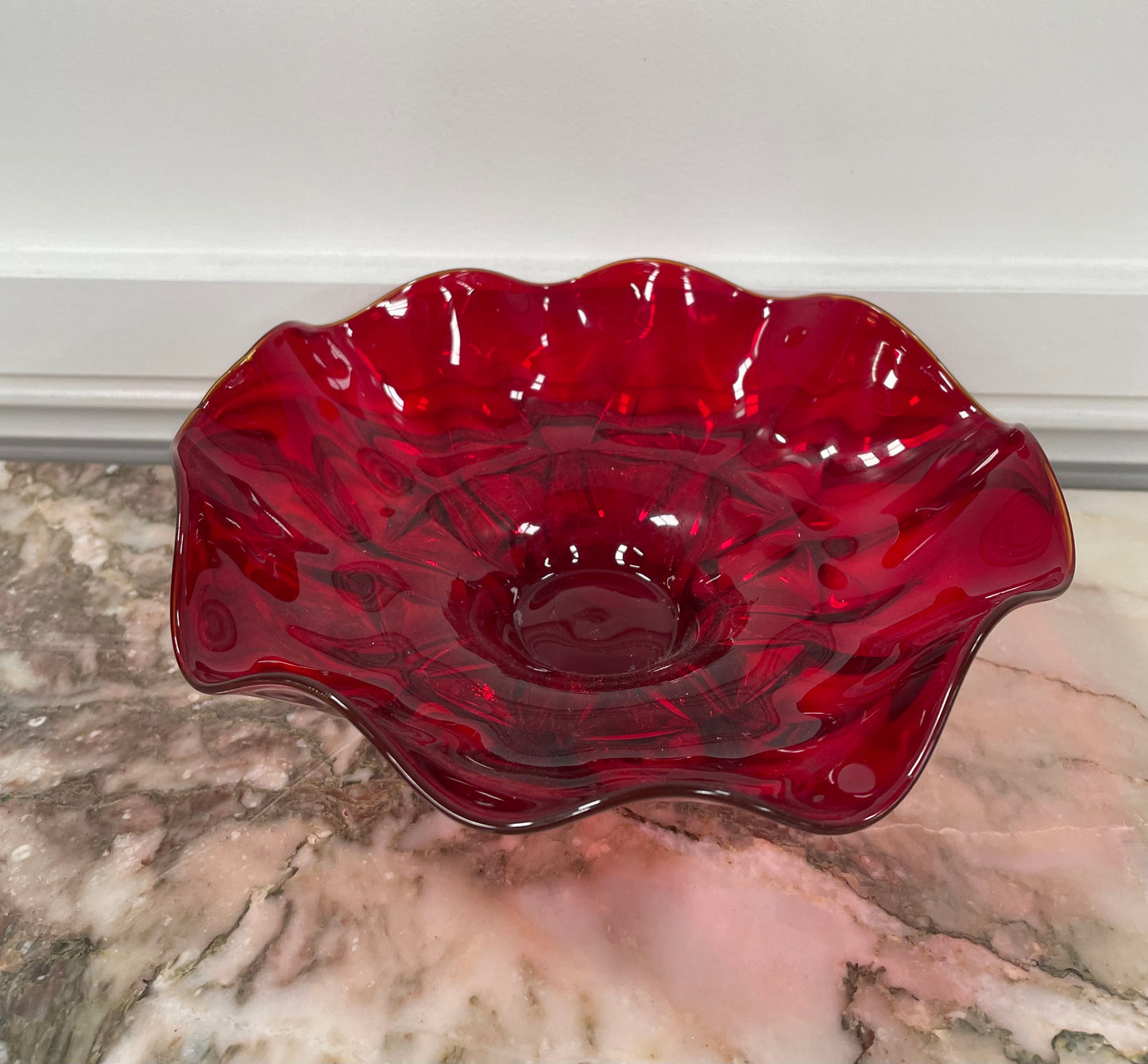 Vintage Red Glass Bowl