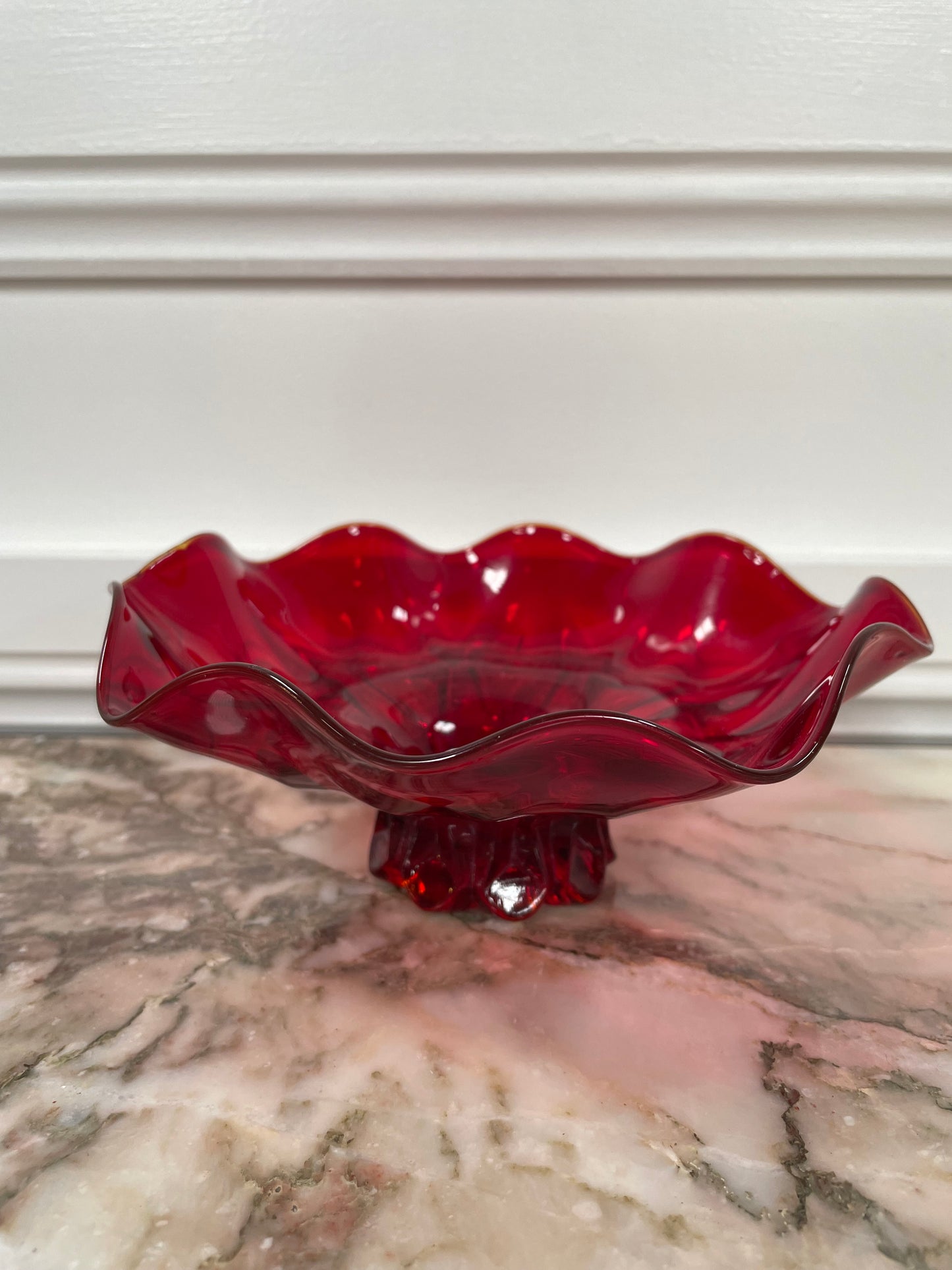 Vintage Red Glass Bowl