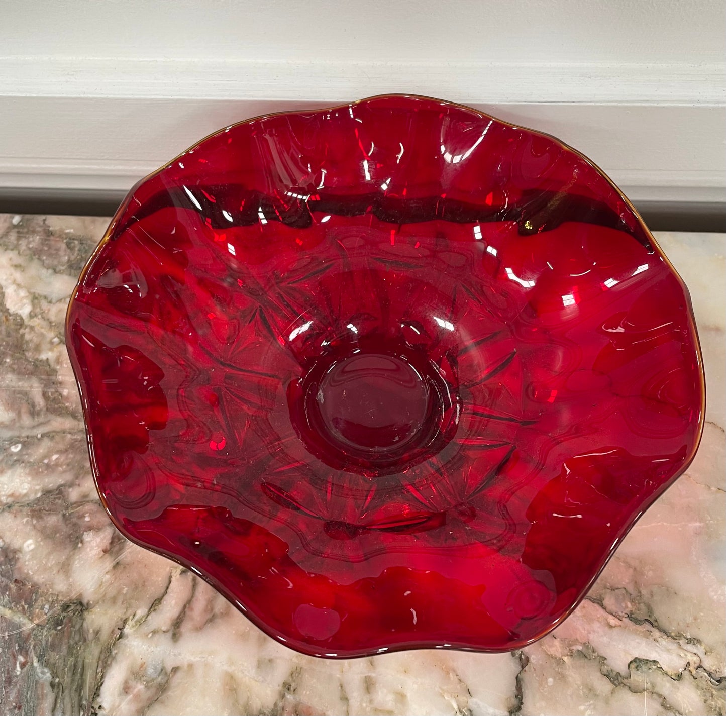 Vintage Red Glass Bowl