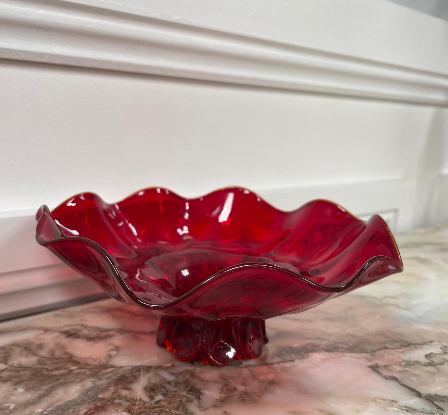 Vintage Red Glass Bowl