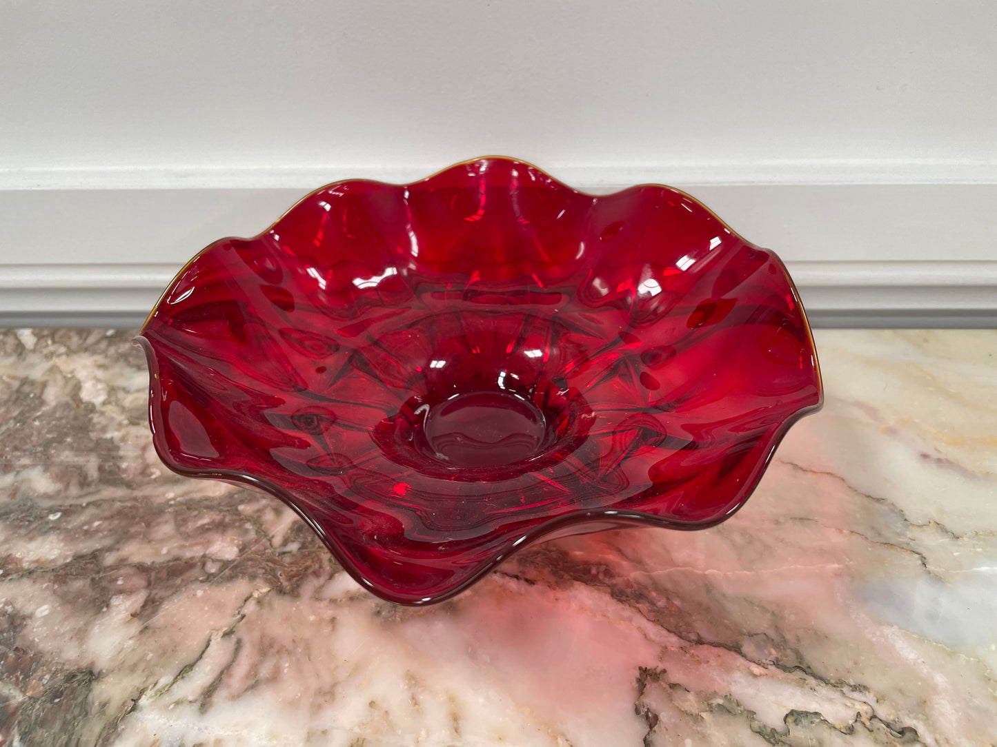 Vintage Red Glass Bowl
