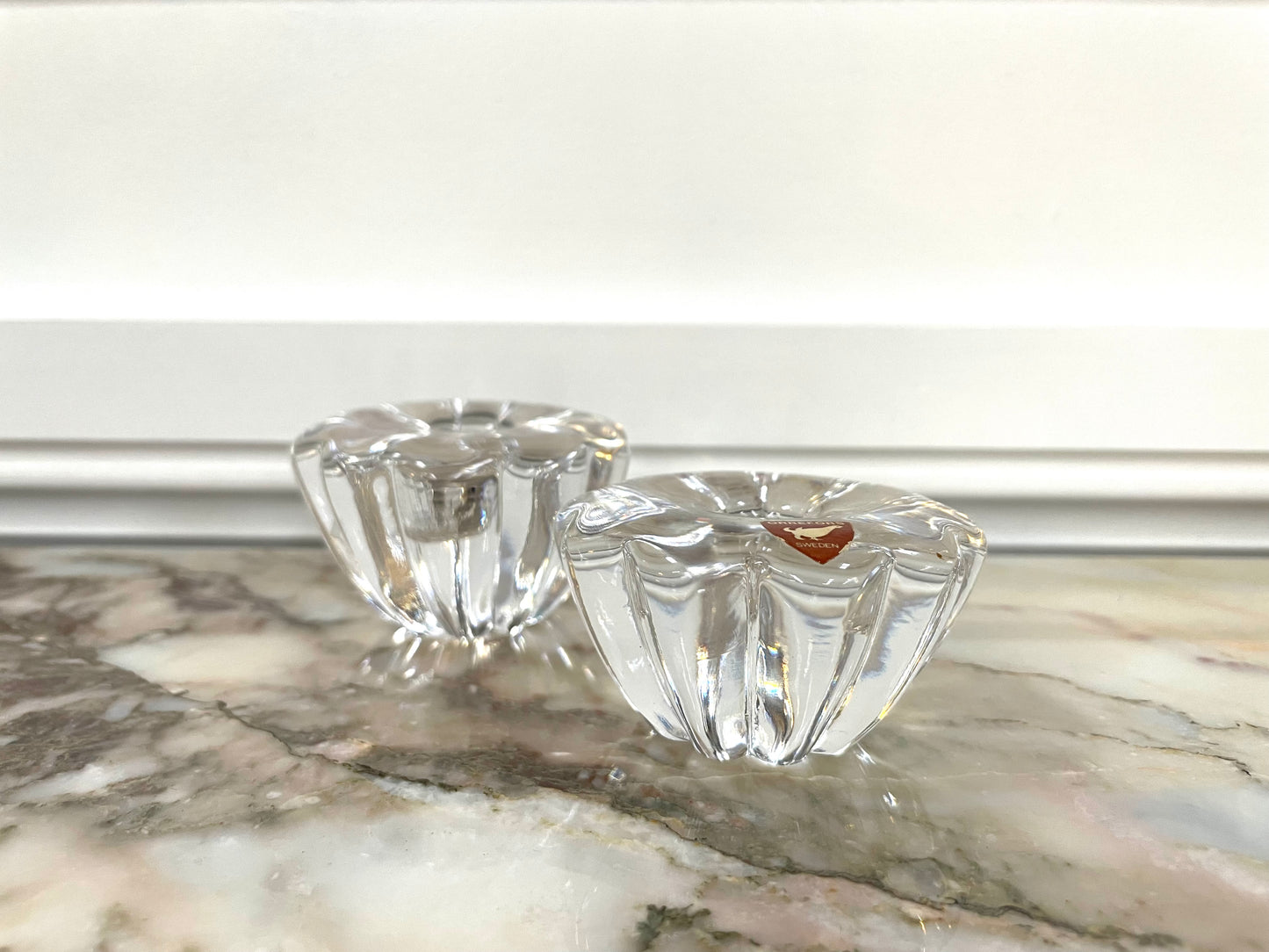 Pair of Orrefors Candle Holders