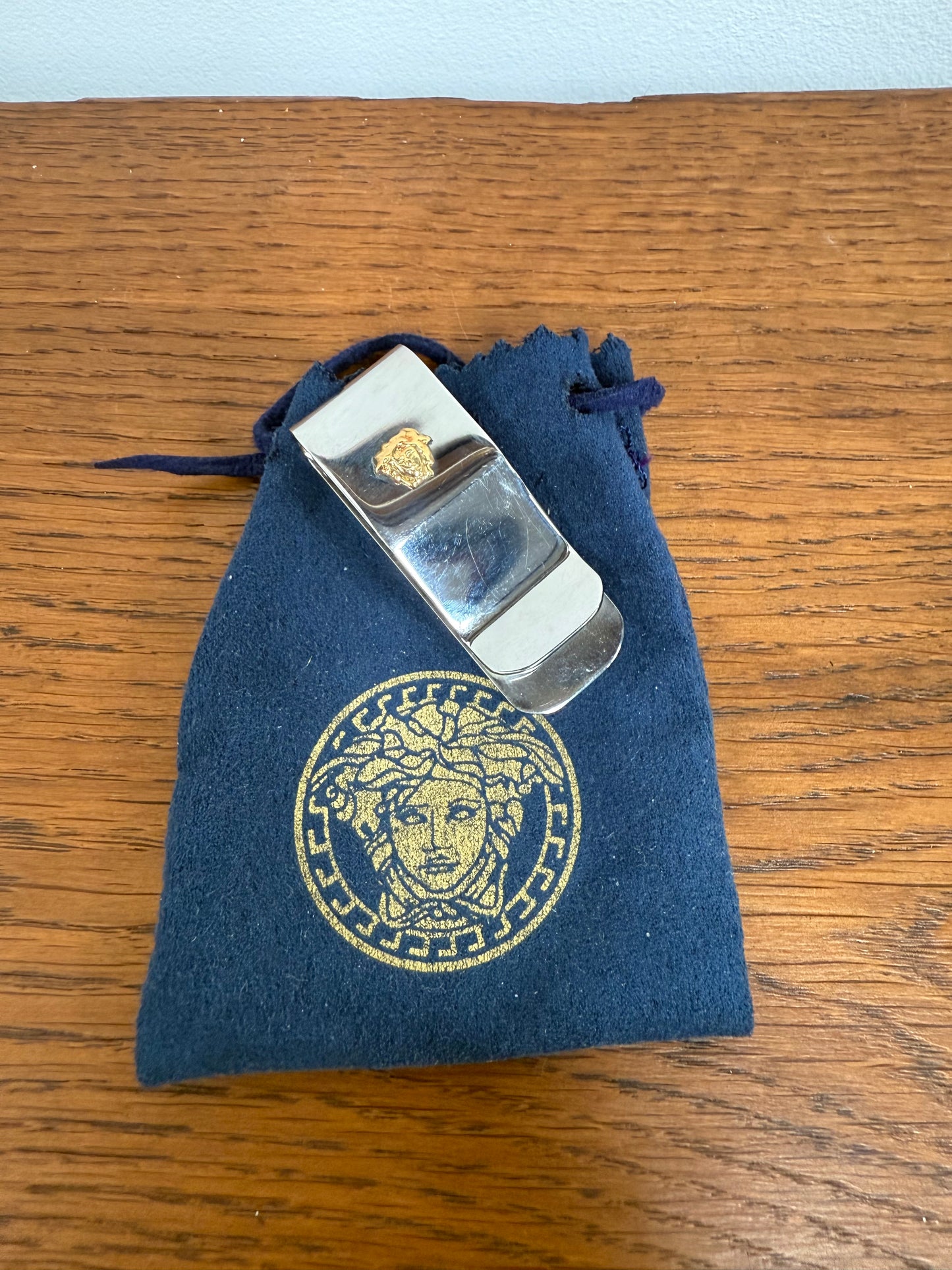 Versace Style Stainless Steel & 18k Money Clip