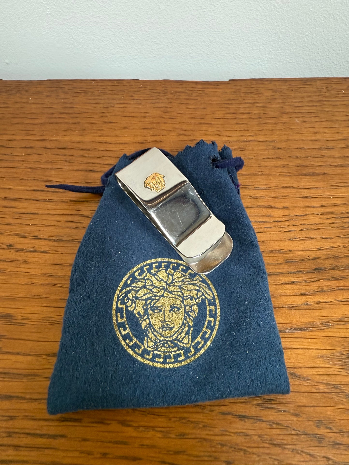 Versace Style Stainless Steel & 18k Money Clip