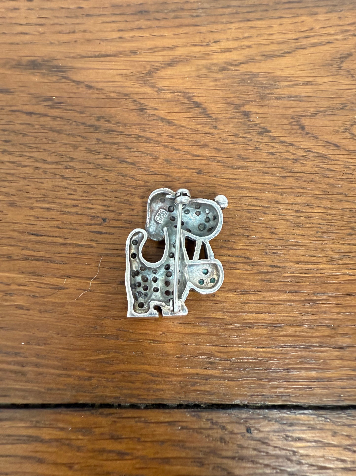 Cute Vintage Doggie Sterling Silver & Marcasite Brooch