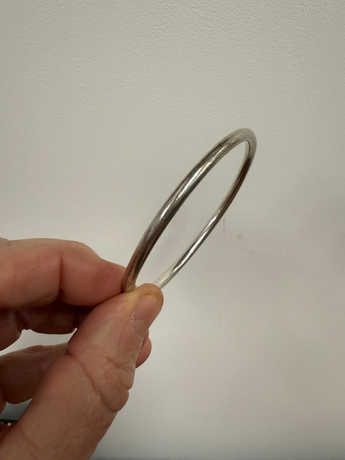 Vintage Heavy Plain Sterling Silver Bangle
