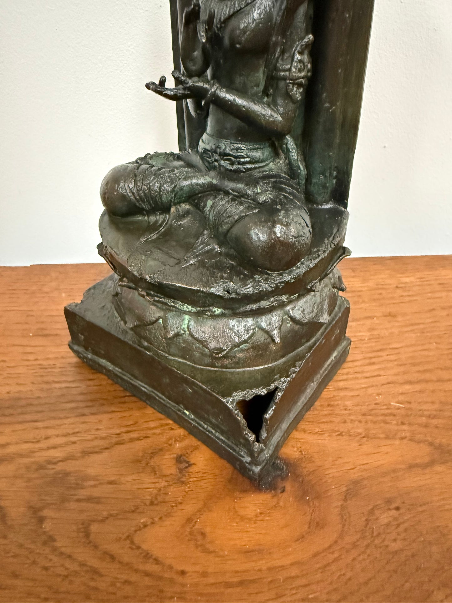 Antique Bronze Statue of Goddess Tara On Throne