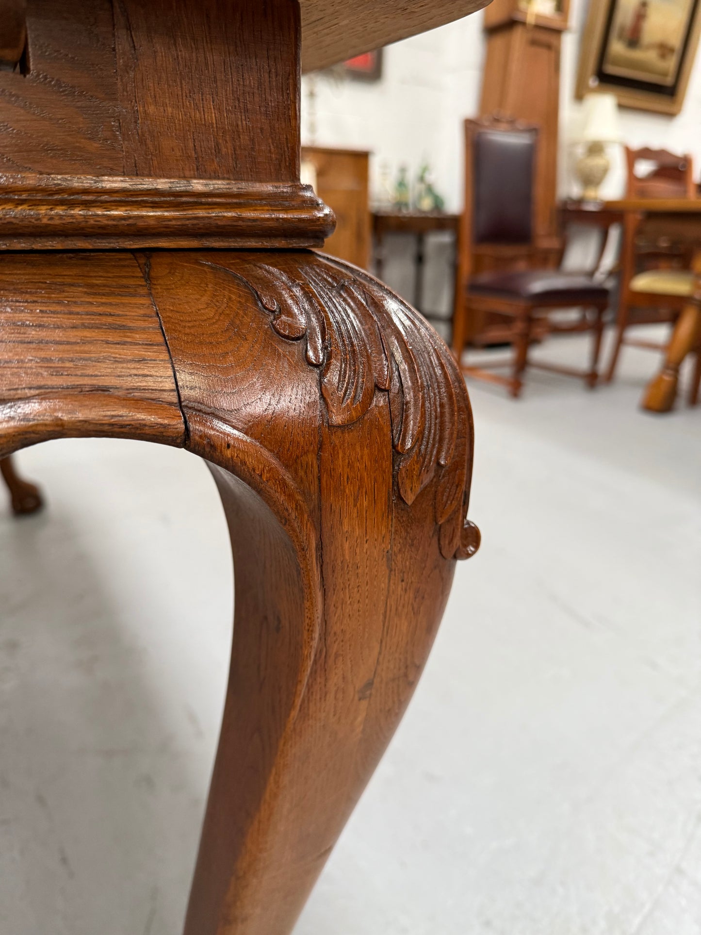 Beautiful French Parquetry Top Extension Table With Ball & Claw Feet