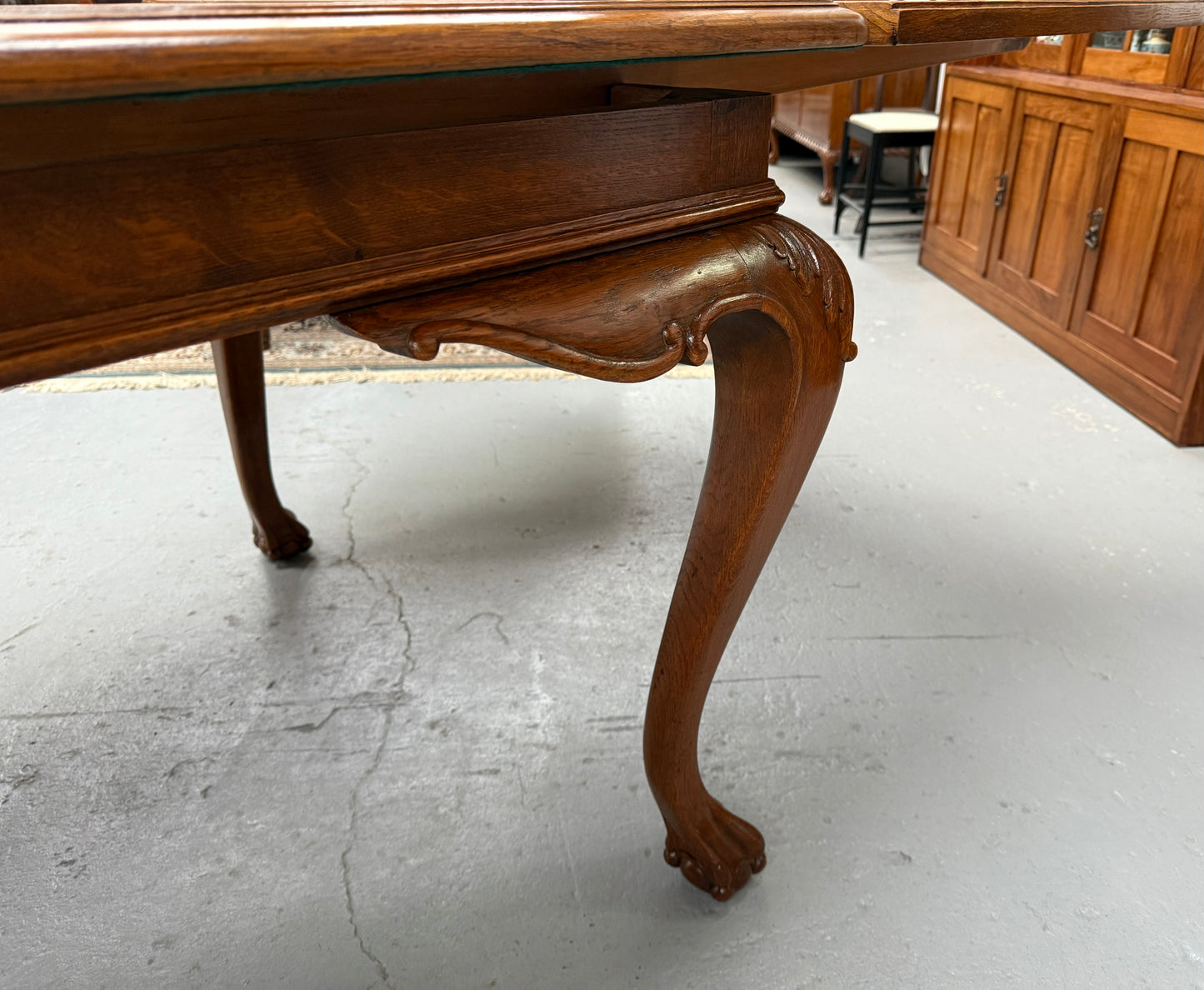 Beautiful French Parquetry Top Extension Table With Ball & Claw Feet