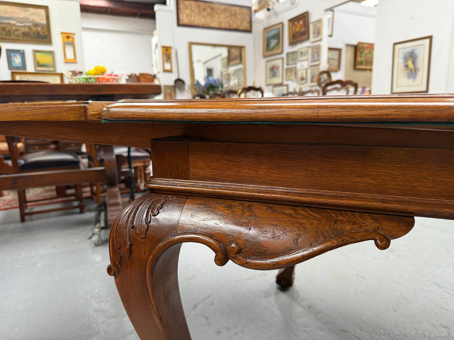 Beautiful French Parquetry Top Extension Table With Ball & Claw Feet