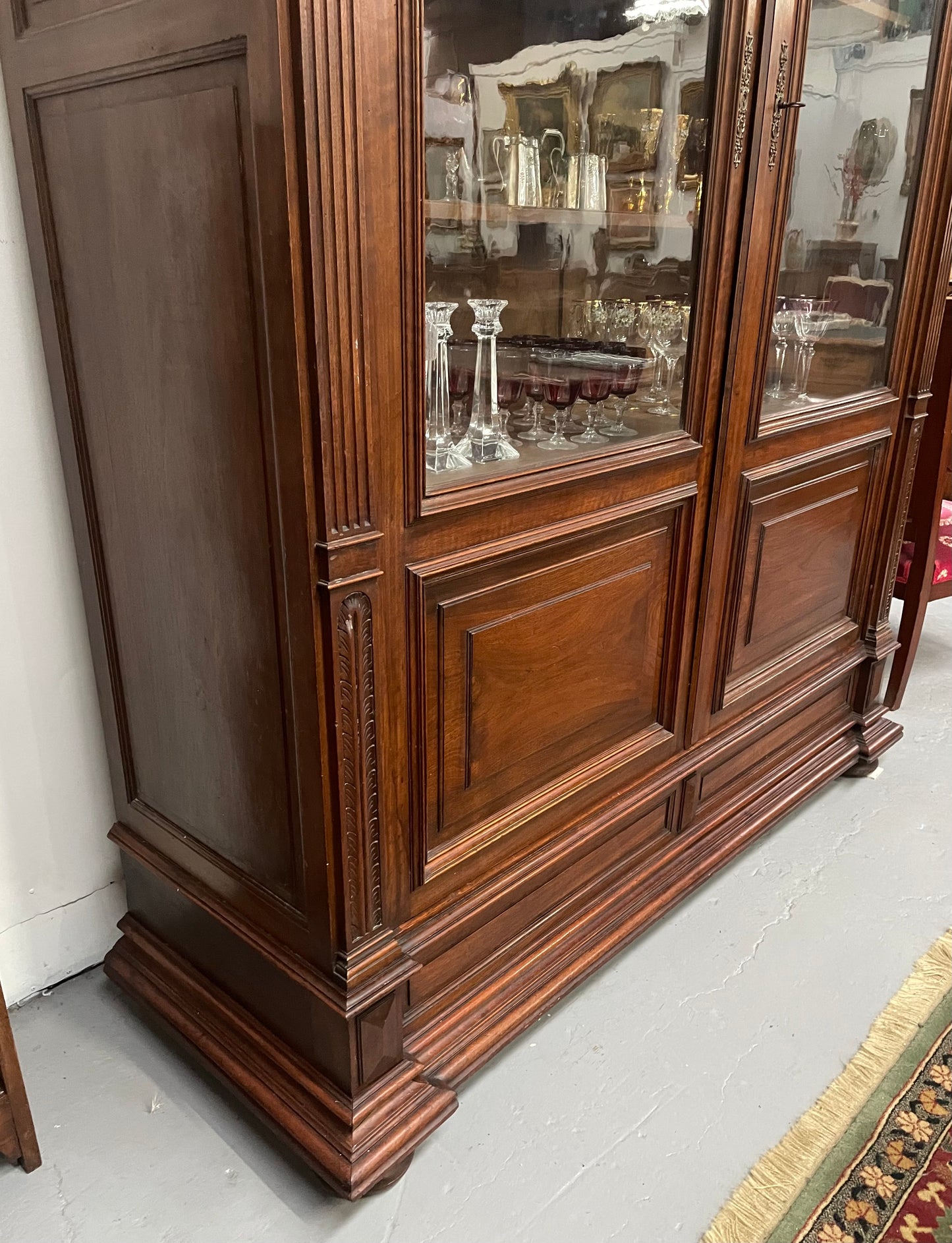 Grand French Walnut Louis XVI Style Two Door Bookcase