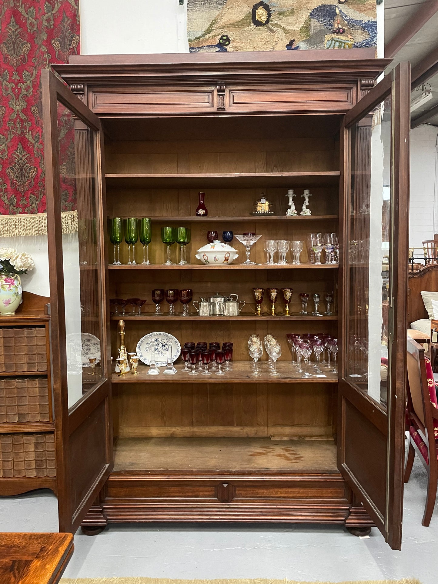 Grand French Walnut Louis XVI Style Two Door Bookcase