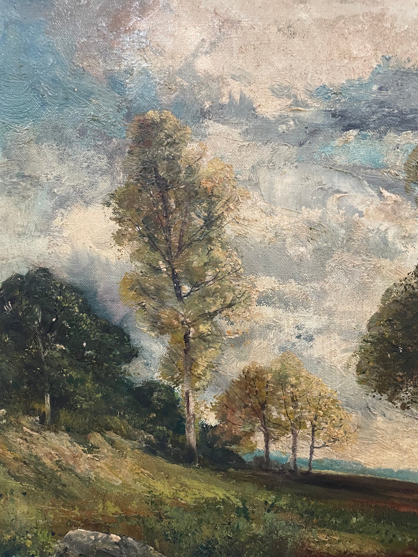 Antique French Framed Oil on Canvas Landscape