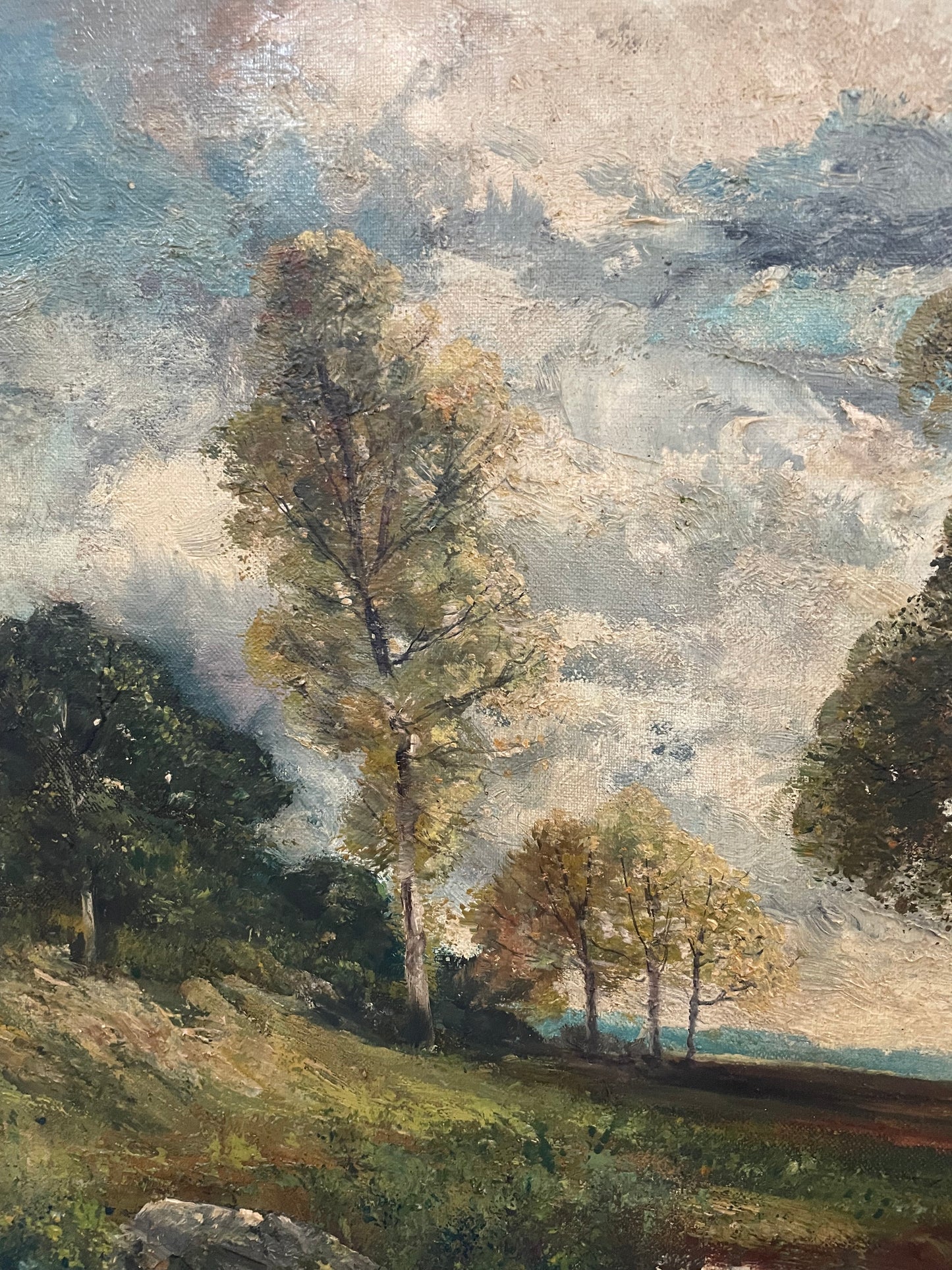 Antique French Framed Oil on Canvas Landscape