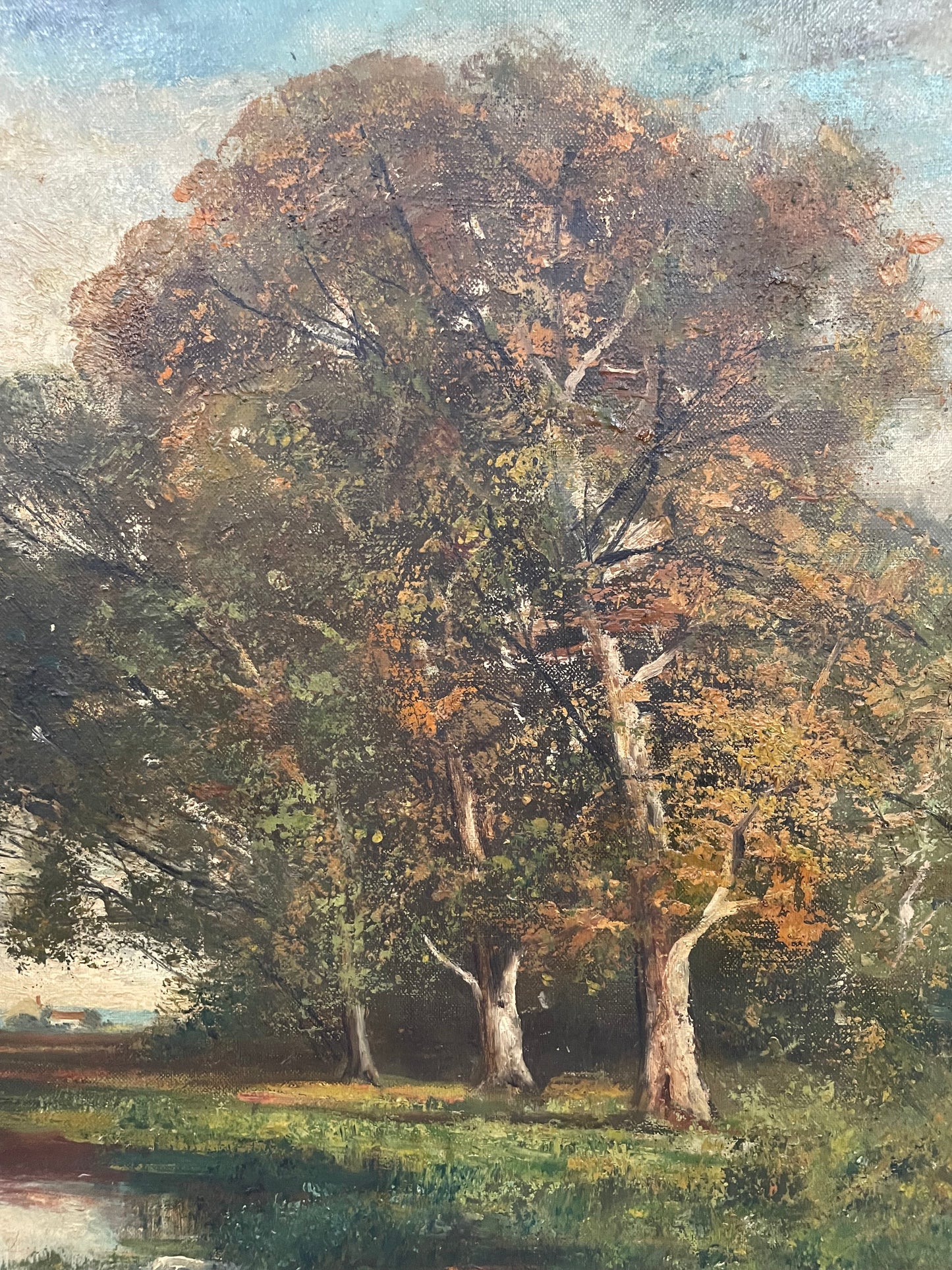 Antique French Framed Oil on Canvas Landscape