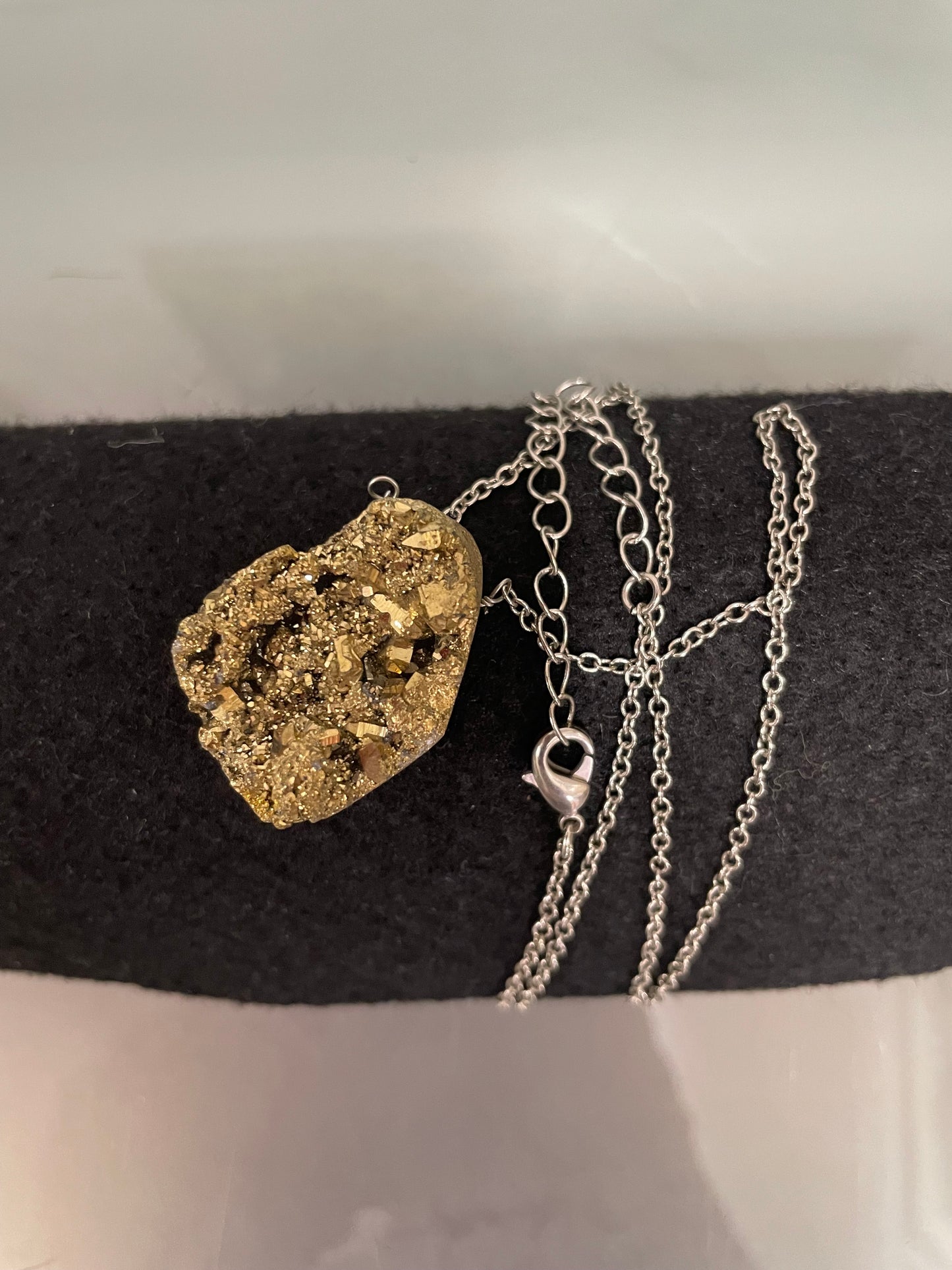 Vintage Pyrite Pendant with Chain