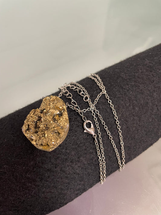 Vintage Pyrite Pendant with Chain
