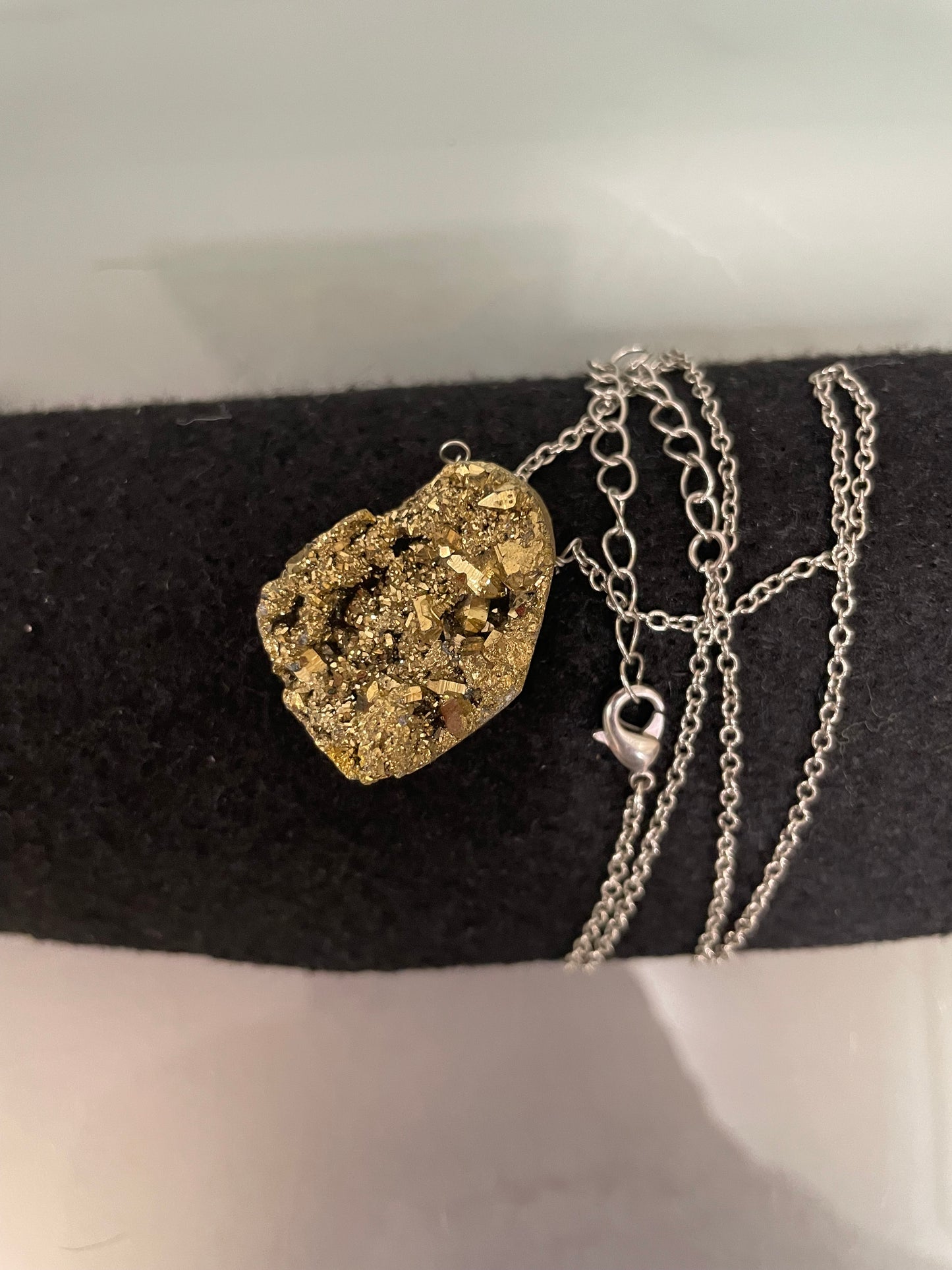 Vintage Pyrite Pendant with Chain