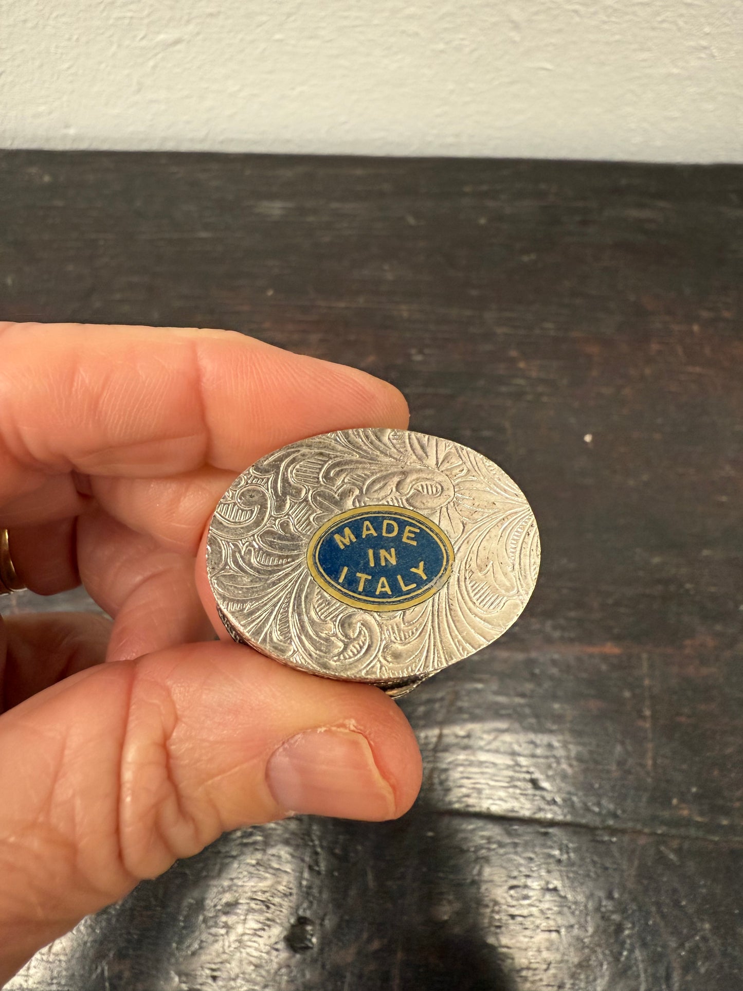 Vintage Italian Silver Metal & Fine Micro Mosaic Pill Box