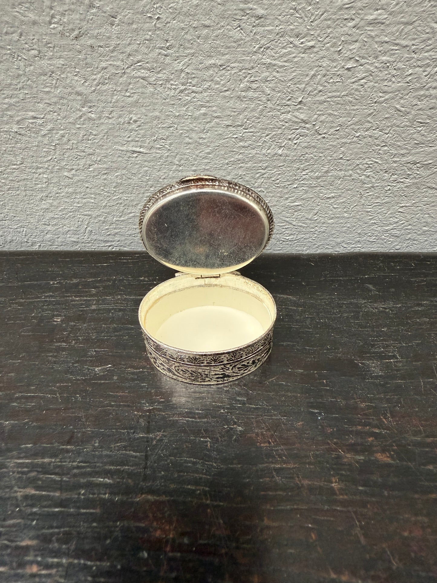 Vintage Italian Silver Metal & Fine Micro Mosaic Pill Box