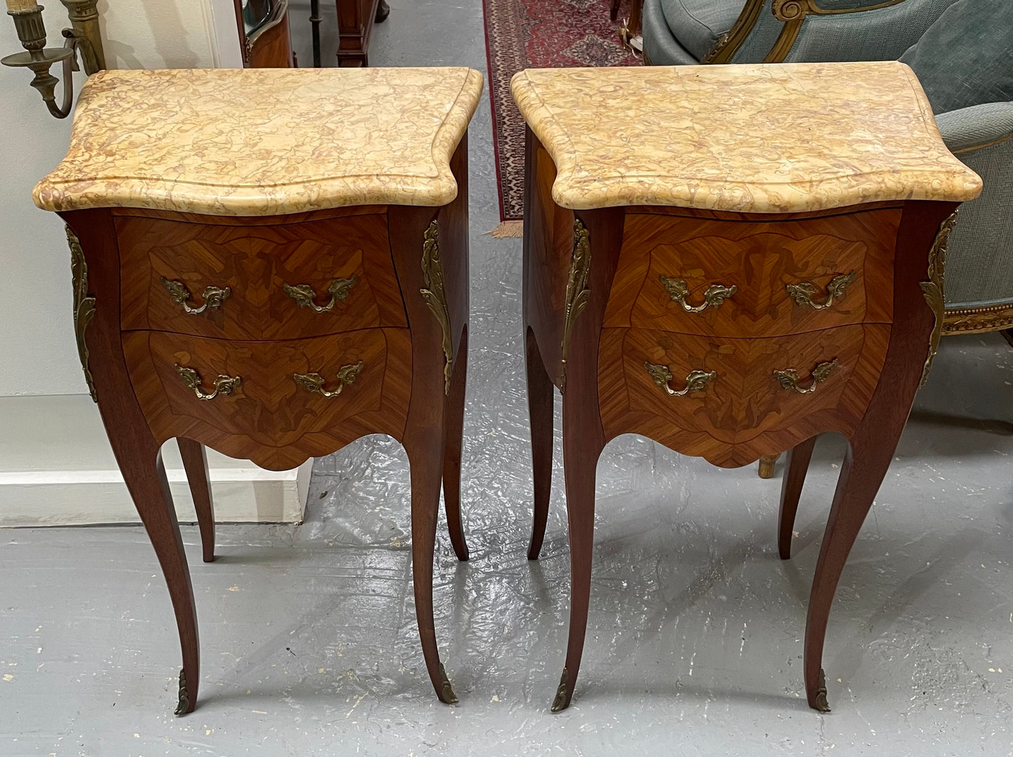 Pair of French Miniature Commode Bed Side Tables