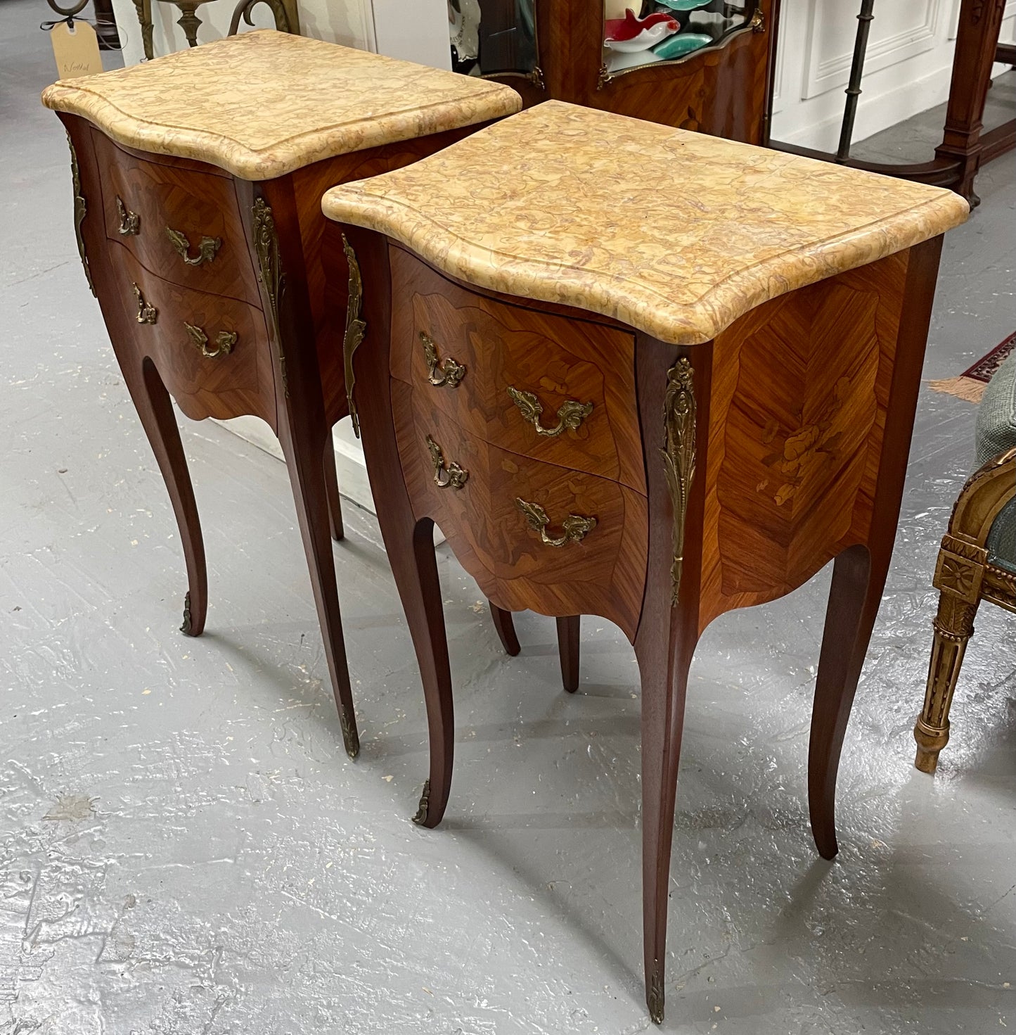 Pair of French Miniature Commode Bed Side Tables