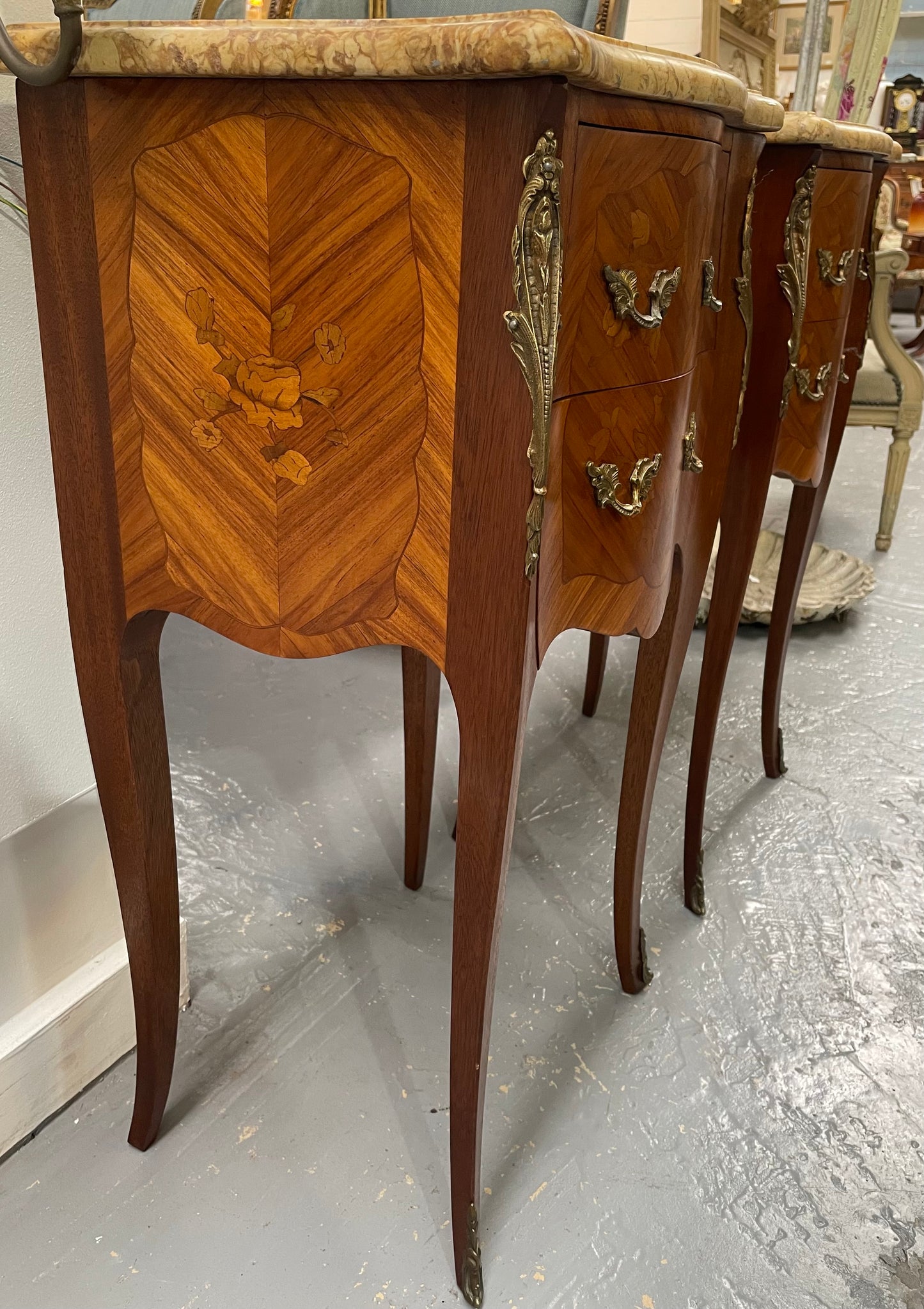 Pair of French Miniature Commode Bed Side Tables