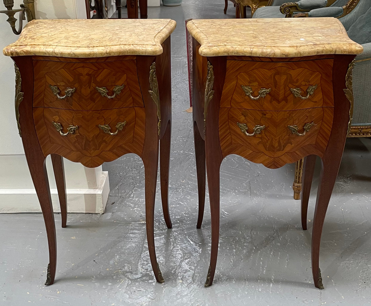Pair of French Miniature Commode Bed Side Tables