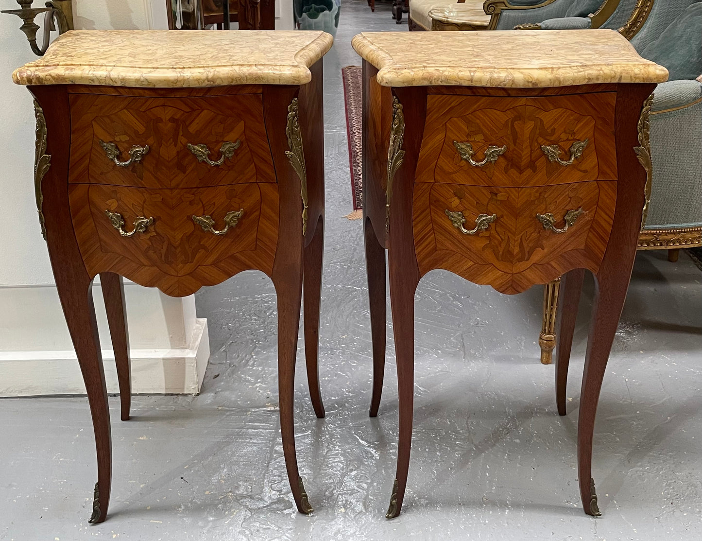 Pair of French Miniature Commode Bed Side Tables