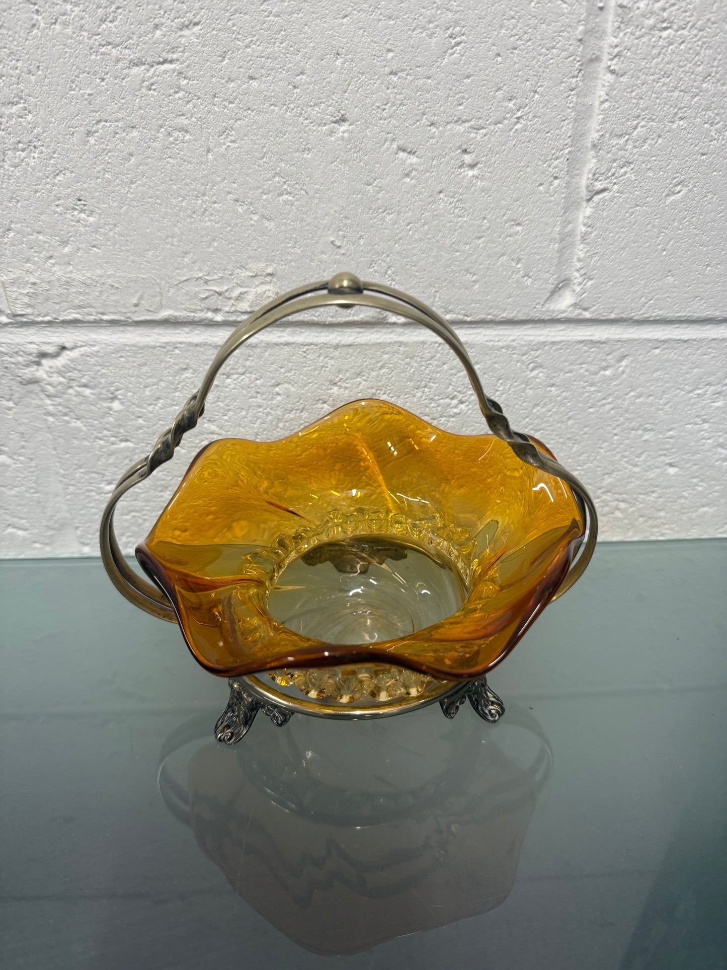 Victorian Glass Condiment Bowl with Stand