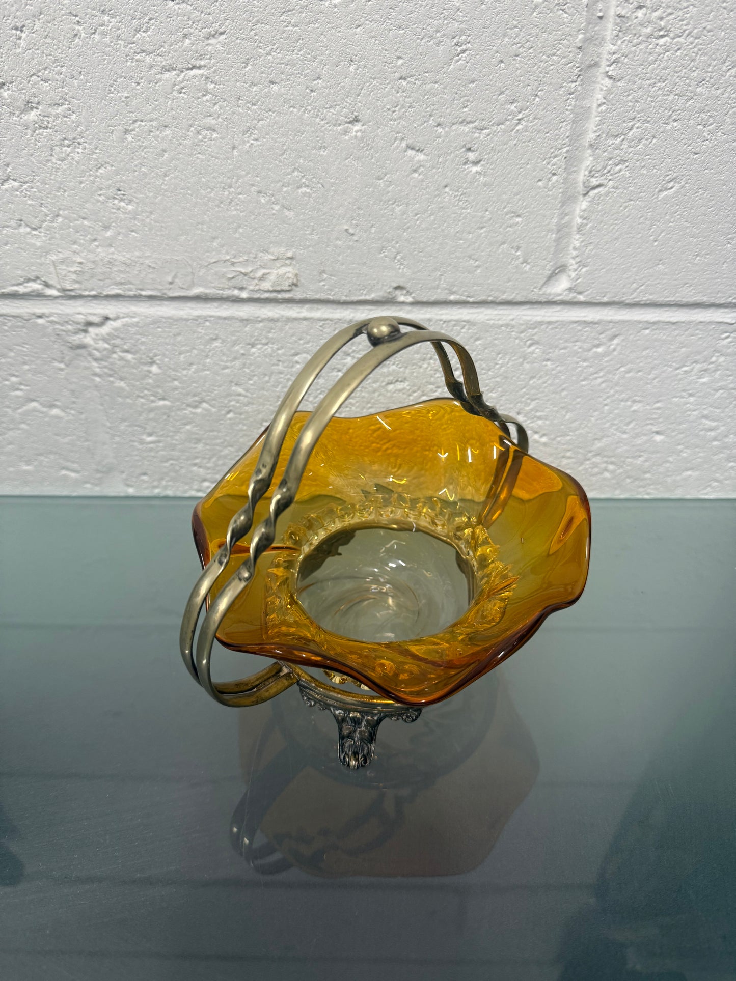 Victorian Glass Condiment Bowl with Stand