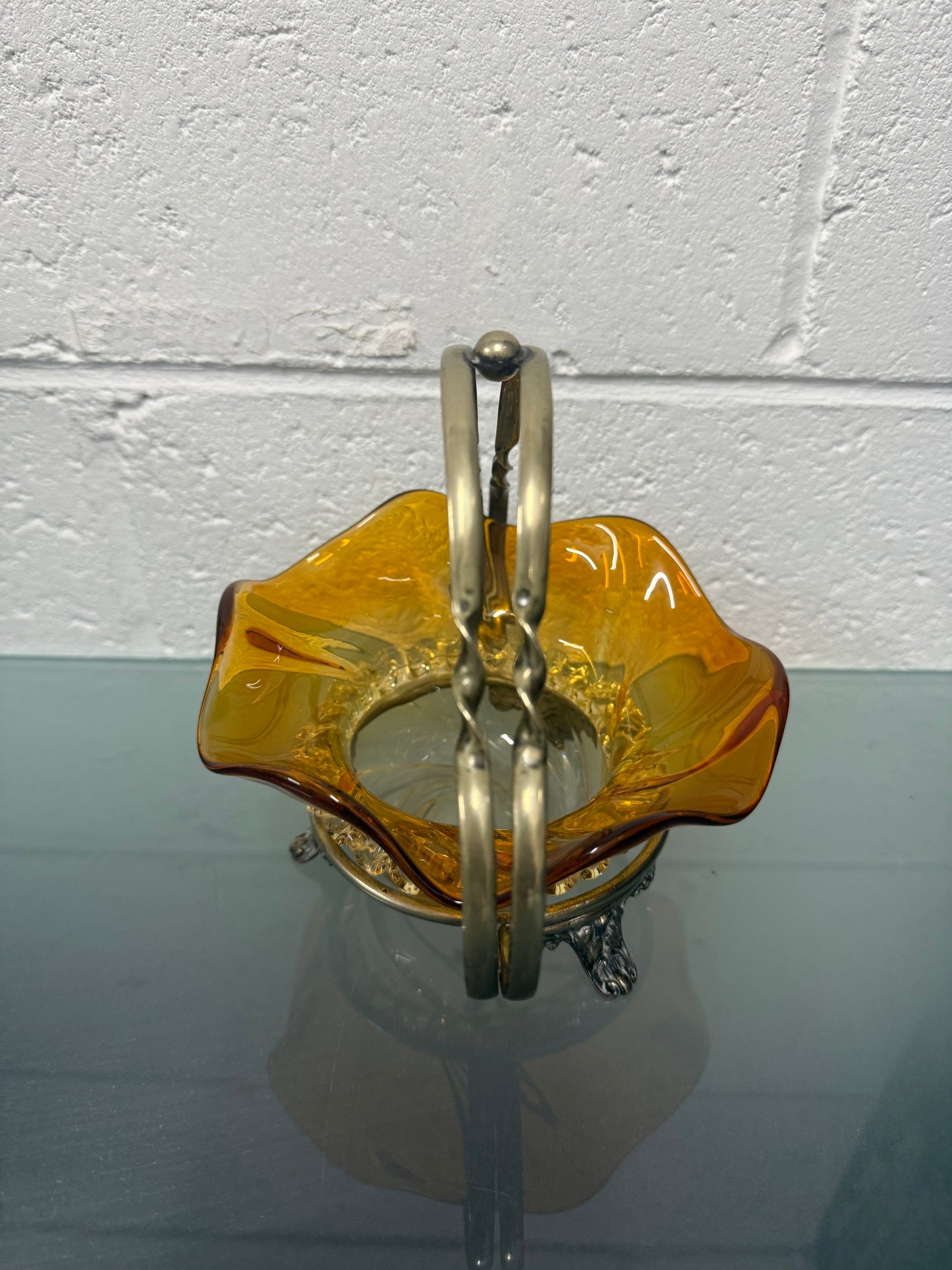 Victorian Glass Condiment Bowl with Stand