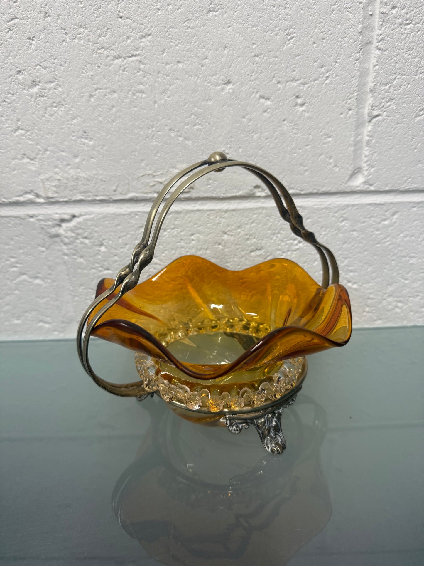 Victorian Glass Condiment Bowl with Stand