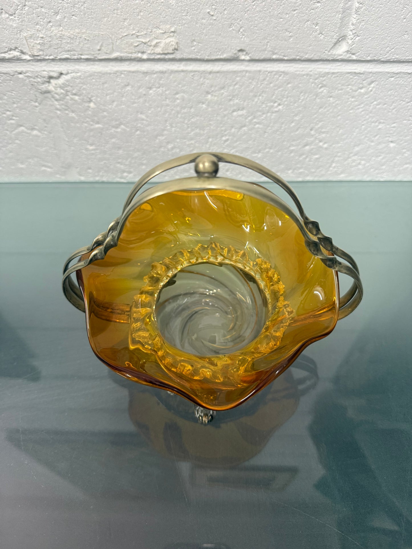 Victorian Glass Condiment Bowl with Stand