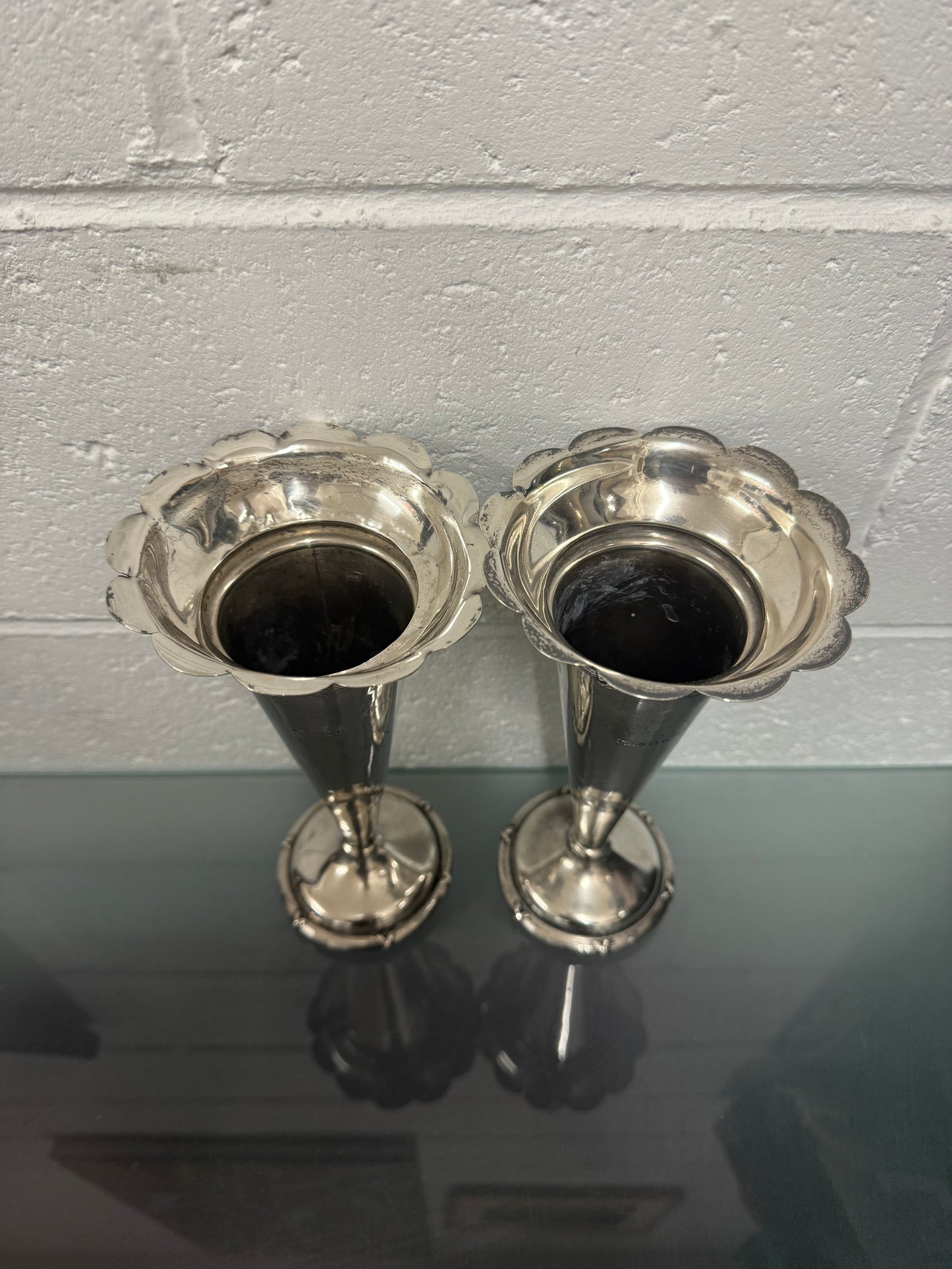 Pair of Edwardian Sterling Silver Vases