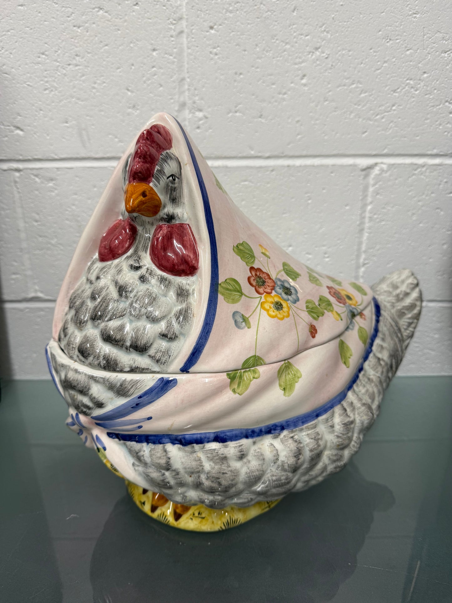 Vintage Italian Hand Painted Earthenware Hen Tureen