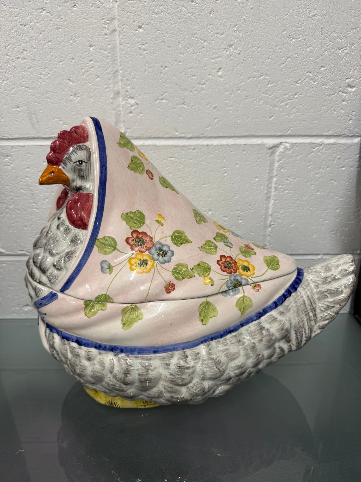 Vintage Italian Hand Painted Earthenware Hen Tureen