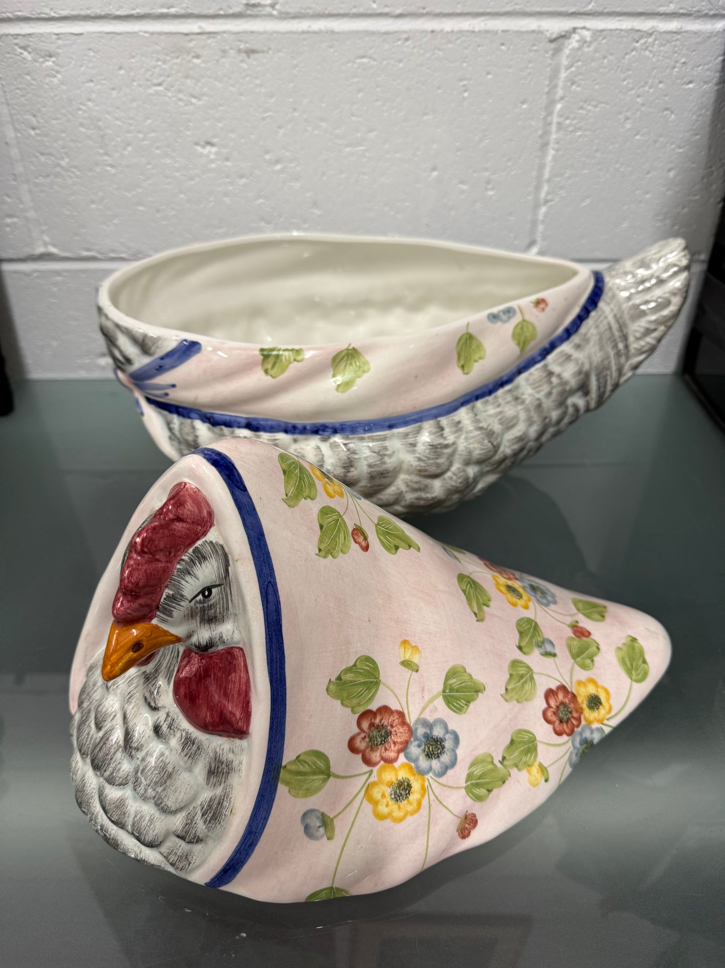 Vintage Italian Hand Painted Earthenware Hen Tureen