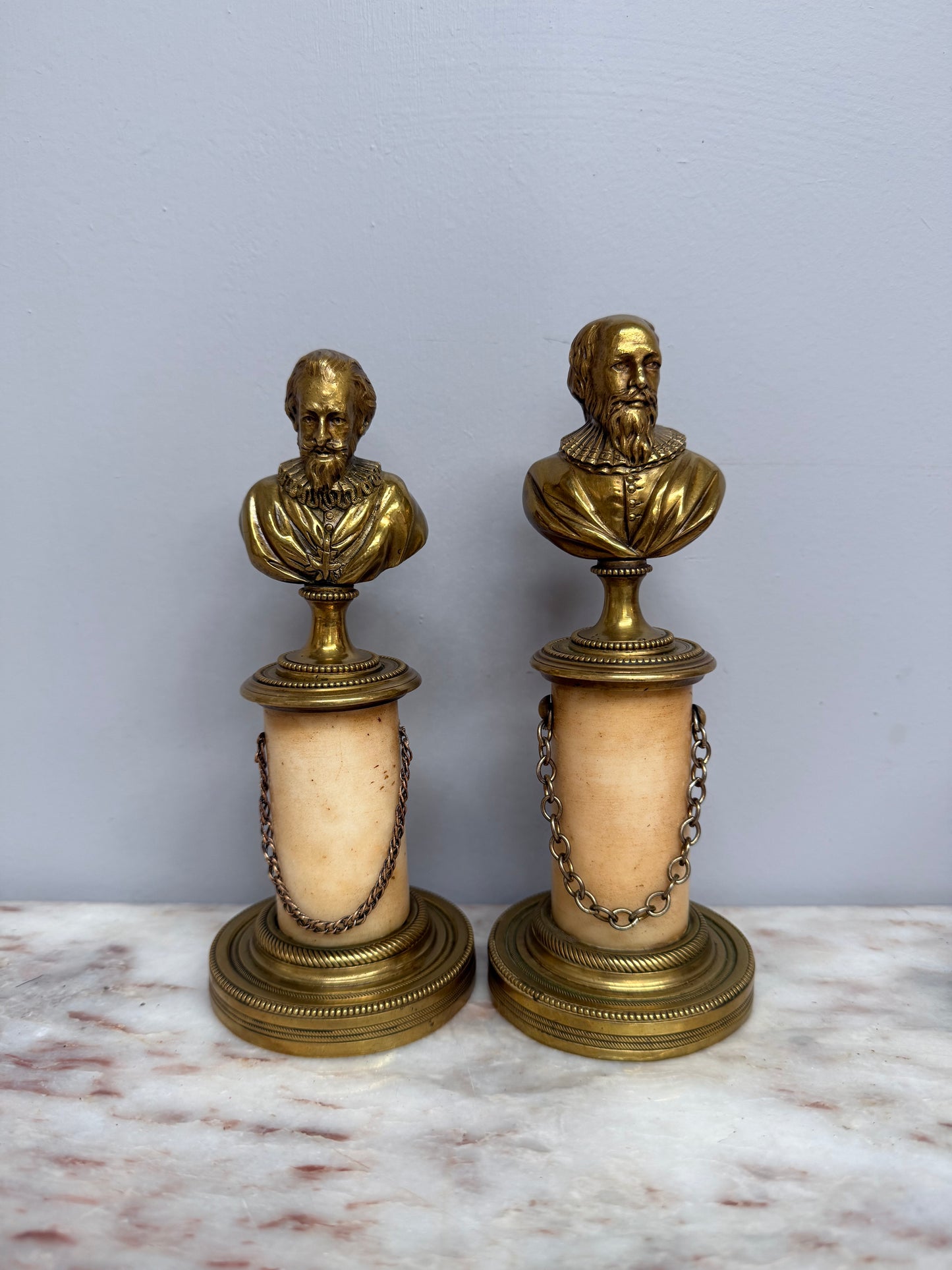 Pair of Grand Tour Bronze & Marble Busts of "King Henry IV" of France & His Advisor "The Duke of Sully"