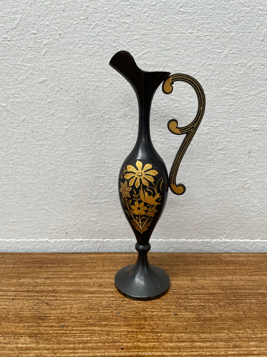 Vintage Gold Inlaid Metal Vase