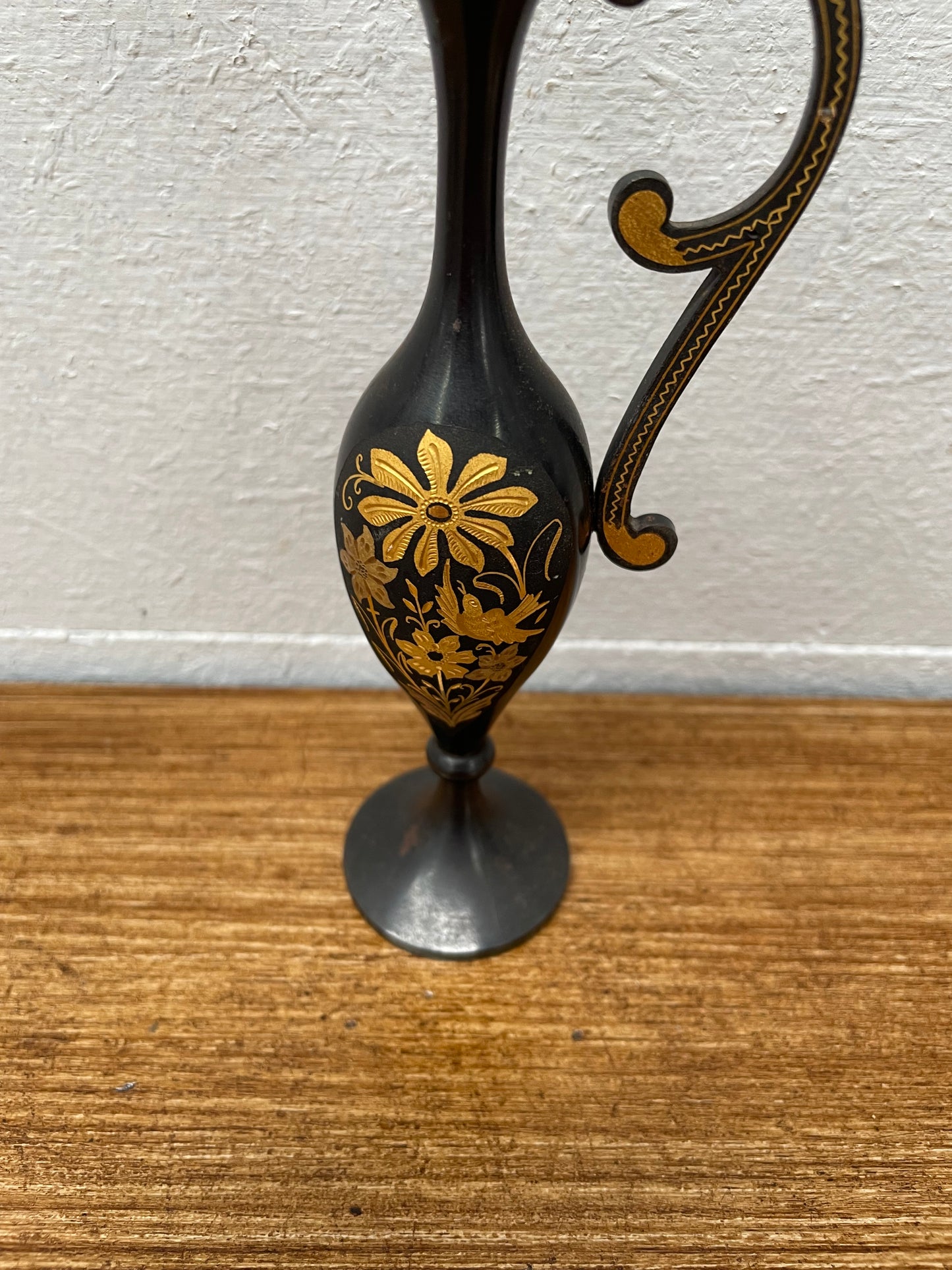 Vintage Gold Inlaid Metal Vase