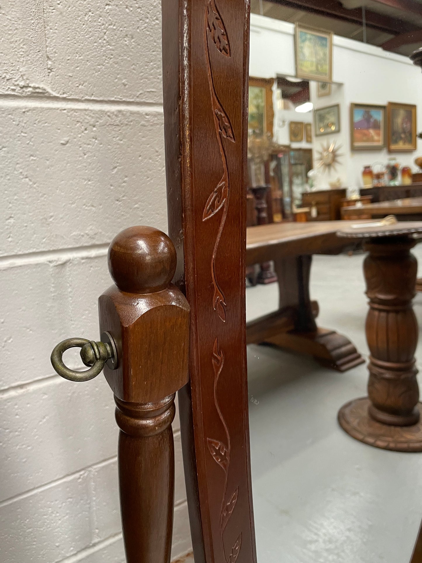 Vintage Carved Cheval Mirror