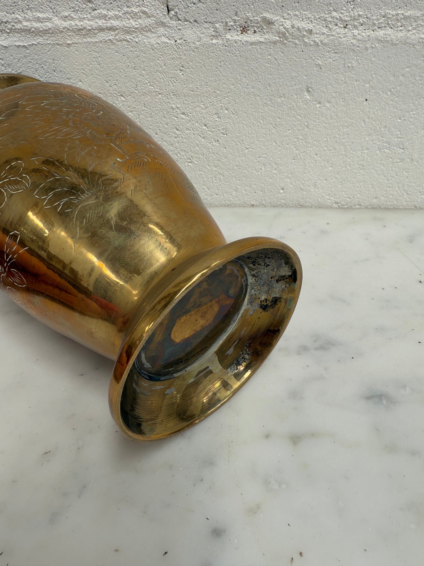 Vintage Bronze Incised Vase