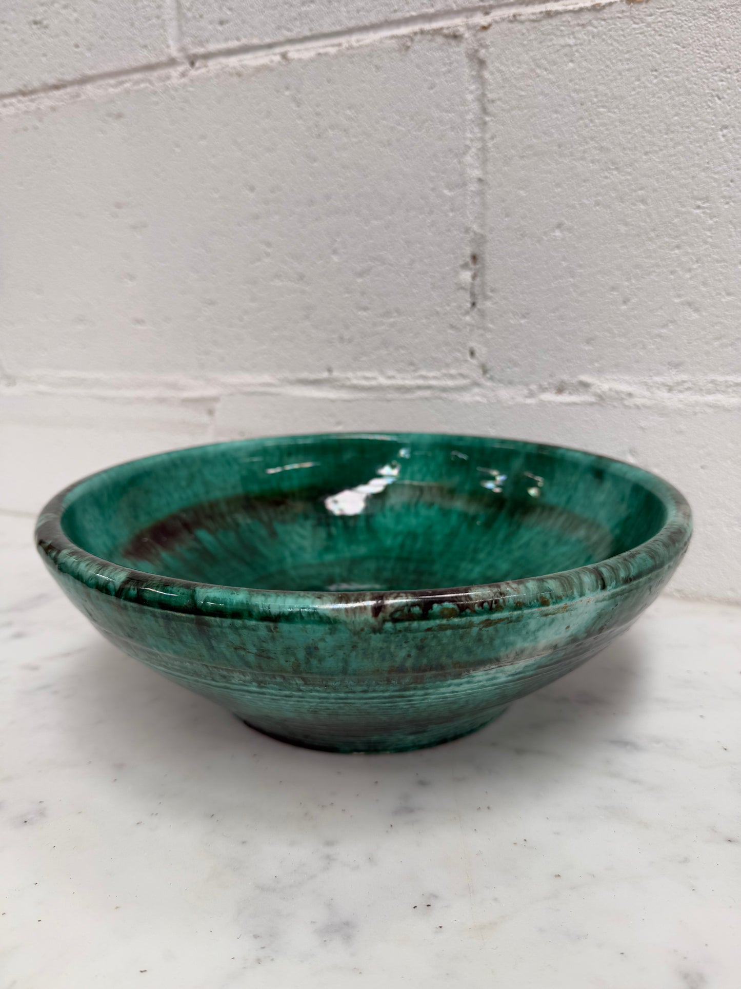 Majolica Green Glazed Bowl