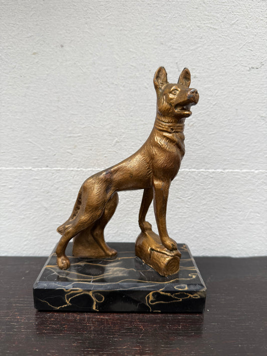 Art Deco Gilt Cast Metal German Shepherd