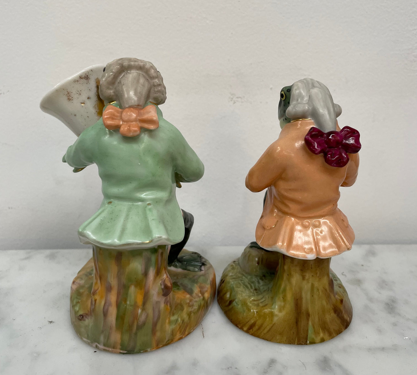 Rare Pair Of Sitzendorf Dresden Frog Musicians