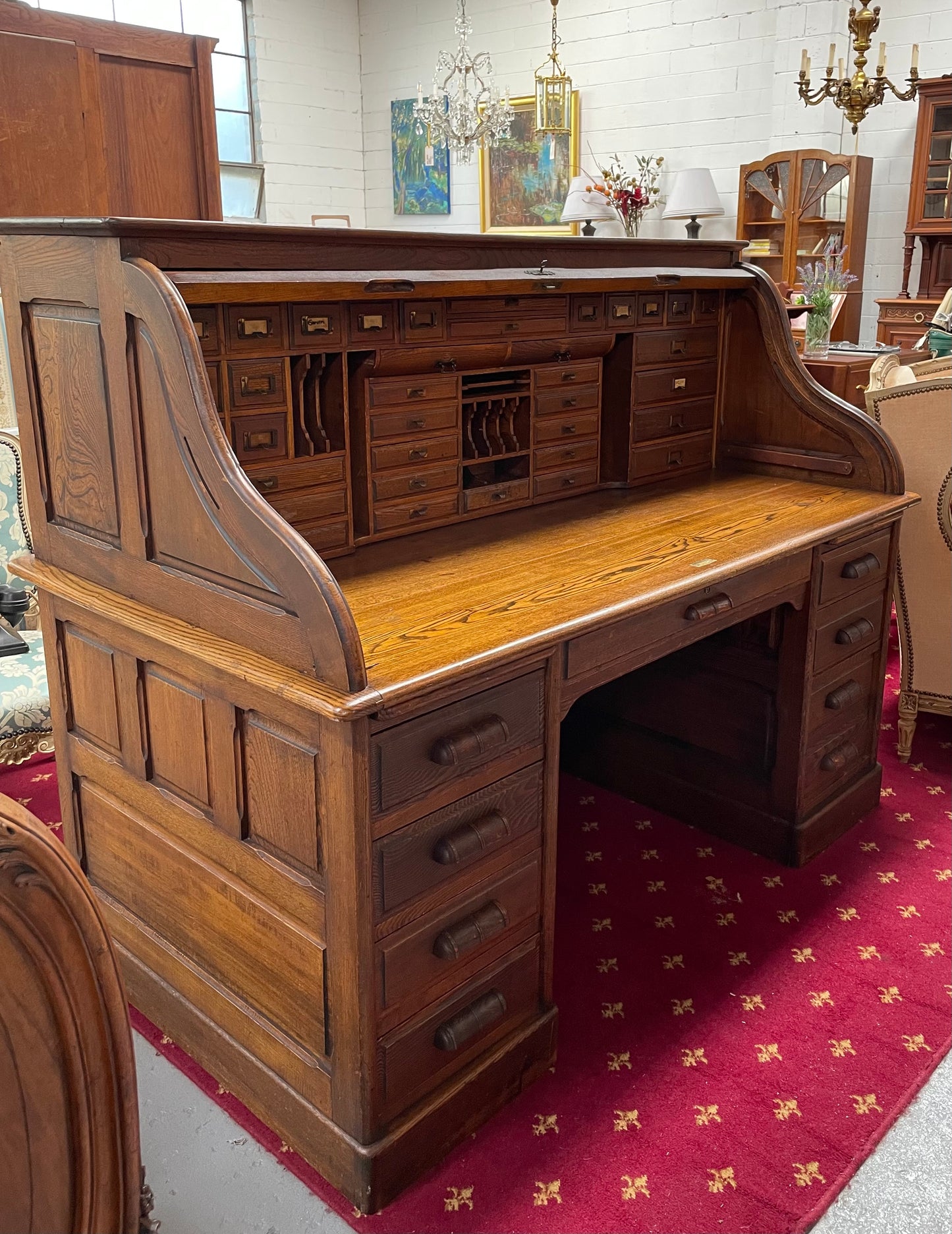 Fabulous Australian Oak Roll Top Desk