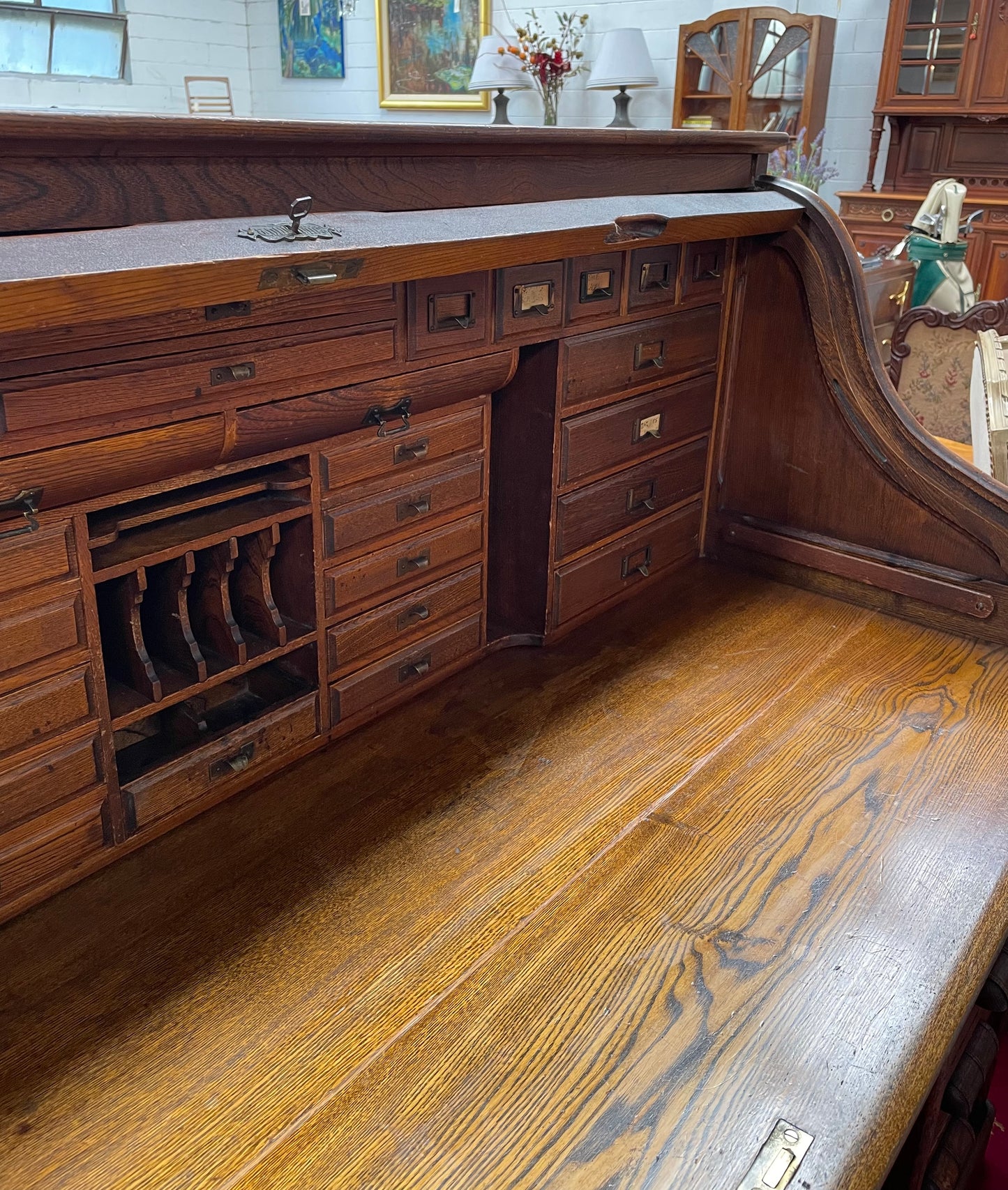Fabulous Australian Oak Roll Top Desk